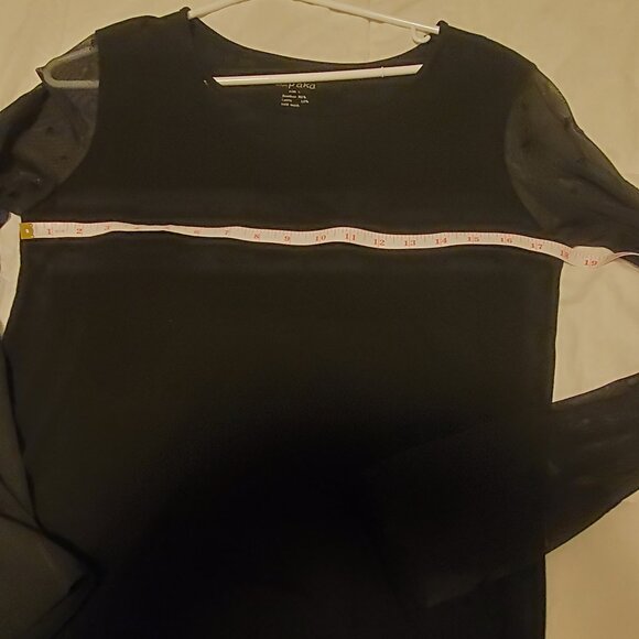 Black Simply Paka Bamboo and Lycra Top With Sheer Long Sleeves and Neck - Picture 6 of 9